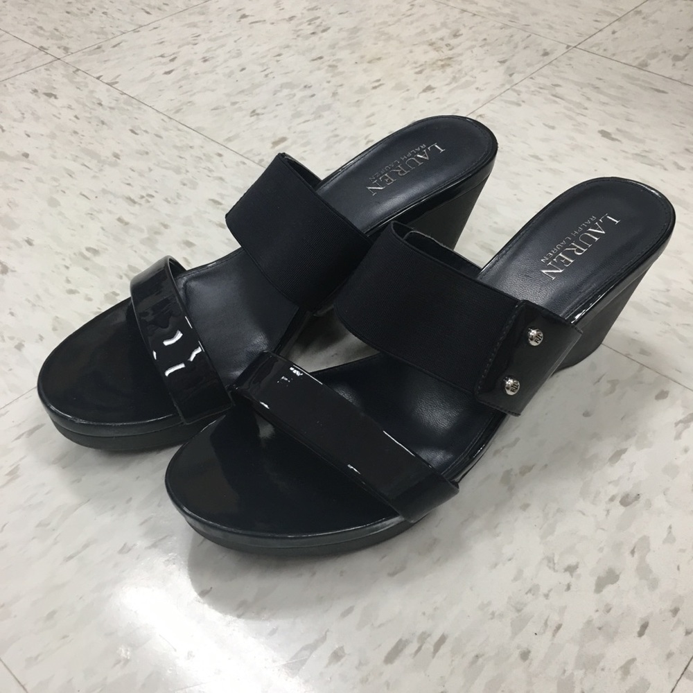 Lauren Ralph Lauren Navy Wedge Shoes sz 10